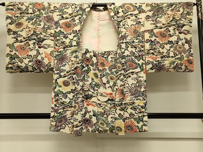 平和屋着物＃羽織　型染め　風景草花文　正絹　逸品　CABL3045in