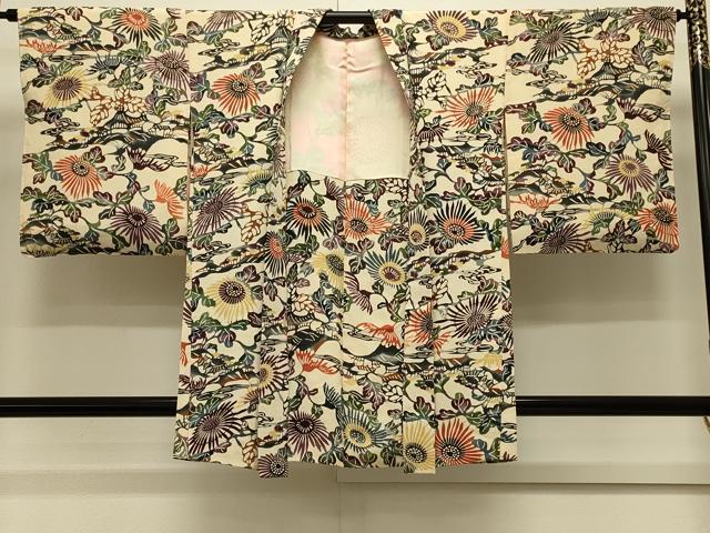 平和屋着物＃羽織　型染め　風景草花文　正絹　逸品　CABL3045in