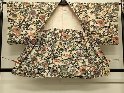 平和屋着物＃羽織　型染め　風景草花文　正絹　逸品　CABL3045in