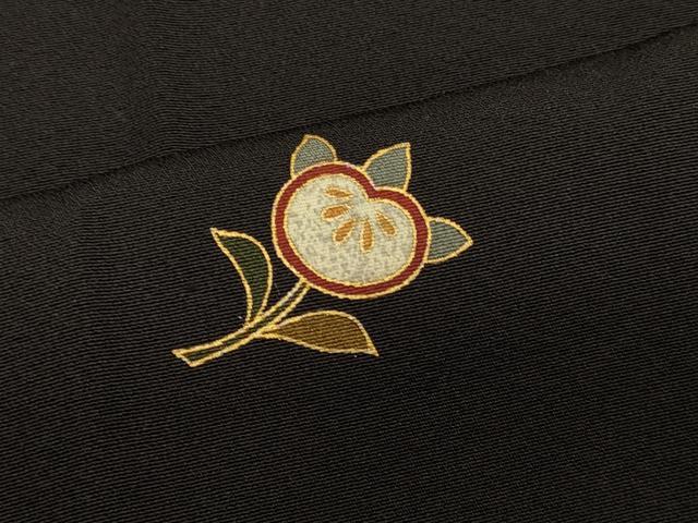 平和屋着物＃道行コート　草花文　黒地　金彩　正絹　逸品　CABL3047in