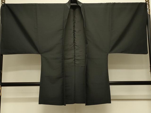 平和屋着物＃男性　長羽織　霞文　黒地　キングサイズ　洗える着物　CABL3049in