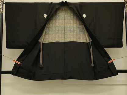 平和屋着物＃男性　羽織　黒紋付き　正絹　逸品　CABL3051in