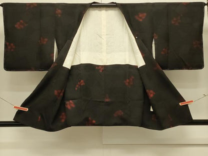 平和屋着物＃道行コート　七宝石畳文　黒地　正絹　逸品　未使用　CABL3056in