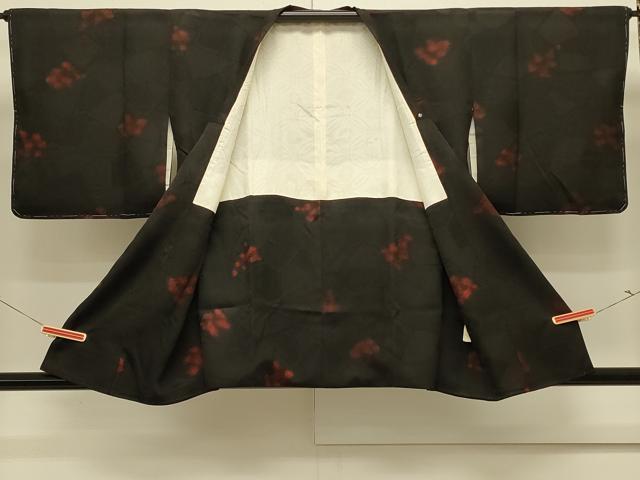 平和屋着物＃道行コート　七宝石畳文　黒地　正絹　逸品　未使用　CABL3056in