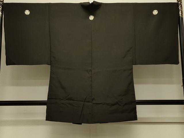 平和屋着物＃男性　長羽織　黒紋付き　正絹　逸品　CABL3059in