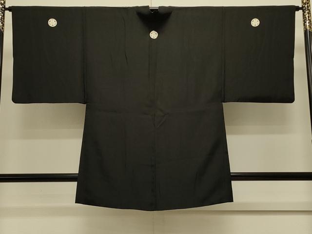 平和屋着物＃男性　羽織　黒紋付き　正絹　逸品　CABL3060in
