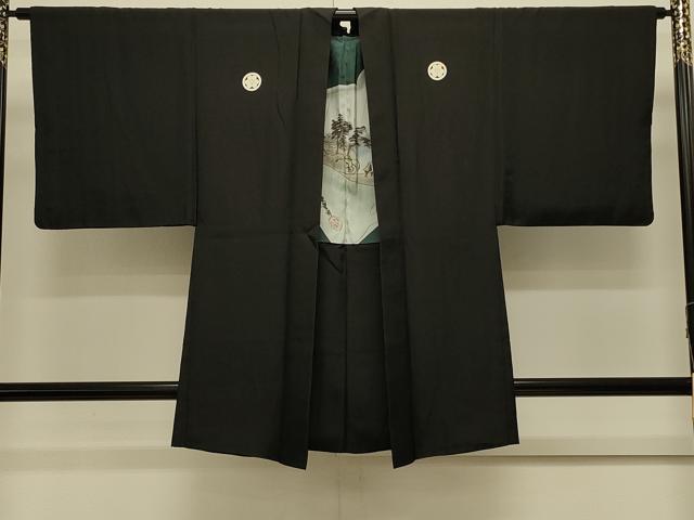 平和屋着物＃男性　羽織　黒紋付き　正絹　逸品　CABL3060in