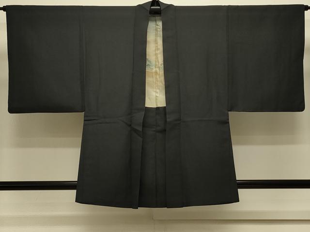 平和屋着物＃男性　羽織　黒緑色　正絹　逸品　CABL3061in