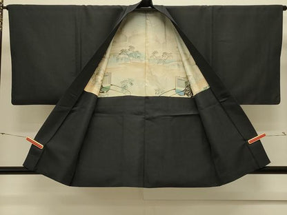平和屋着物＃男性　羽織　黒緑色　正絹　逸品　CABL3061in