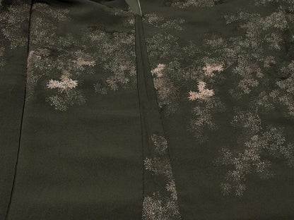 平和屋着物＃羽織　寿光織　枝葉文　黒地　金糸　正絹　逸品　CABL3062in