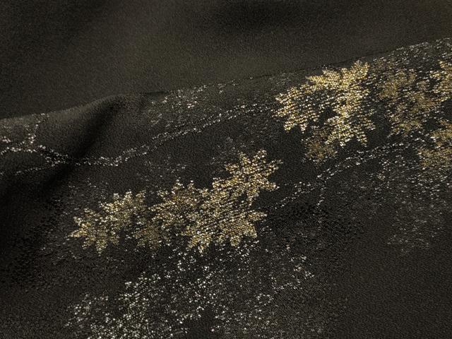 平和屋着物＃羽織　寿光織　枝葉文　黒地　金糸　正絹　逸品　CABL3062in