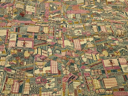 平和屋着物＃羽織　型染め　風景文　正絹　逸品　CABL3063in