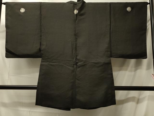 平和屋着物＃男性　長羽織　黒紋付き　正絹　逸品　CABL3064in