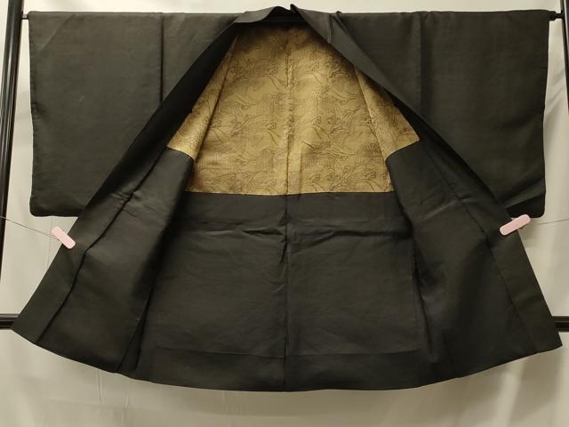 平和屋着物＃男性　長羽織　黒紋付き　正絹　逸品　CABL3064in