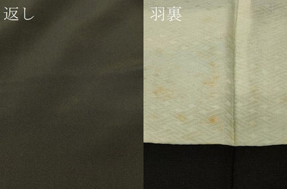 平和屋着物＃羽織　葡萄蔦の葉文　黒地　正絹　逸品　CABL3065in