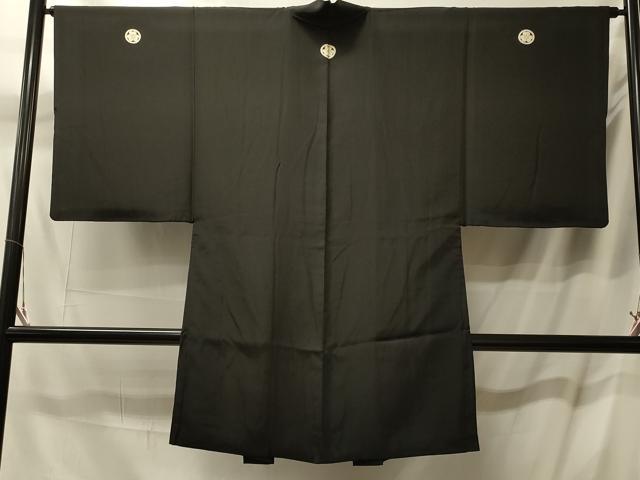 平和屋着物＃男性　長羽織　黒紋付き　正絹　逸品　CABL3066in