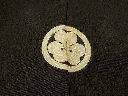 平和屋着物＃男性　長羽織　黒紋付き　正絹　逸品　CABL3066in