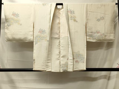 平和屋着物＃羽織　寿光織　雲取り草花文　金糸　正絹　逸品　CABL3076in