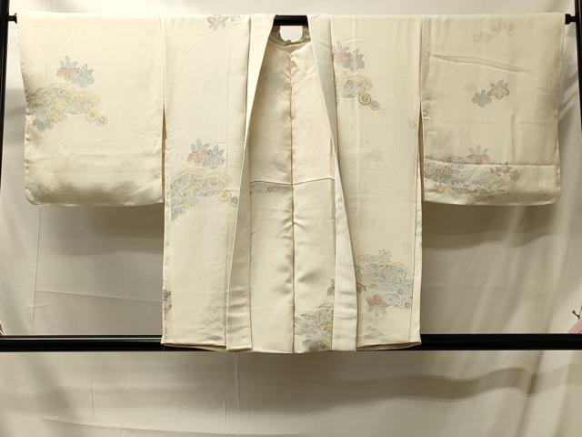 平和屋着物＃羽織　寿光織　雲取り草花文　金糸　正絹　逸品　CABL3076in