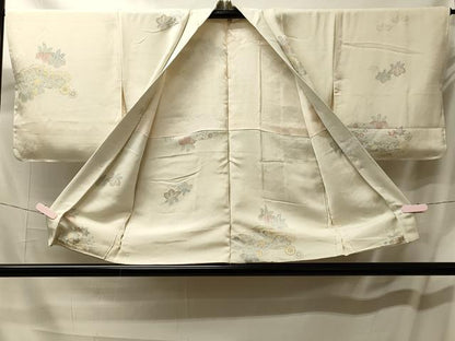 平和屋着物＃羽織　寿光織　雲取り草花文　金糸　正絹　逸品　CABL3076in