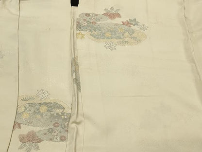 平和屋着物＃羽織　寿光織　雲取り草花文　金糸　正絹　逸品　CABL3076in