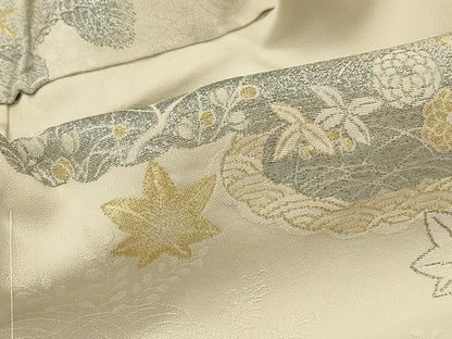 平和屋着物＃羽織　寿光織　雲取り草花文　金糸　正絹　逸品　CABL3076in