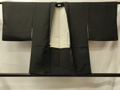 平和屋着物＃羽織　流水風景文　黒地　正絹　逸品　CABL3078in