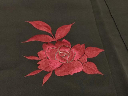 平和屋着物＃羽織　総刺繍　草花文　黒地　銀糸　正絹　逸品　CABL3079in