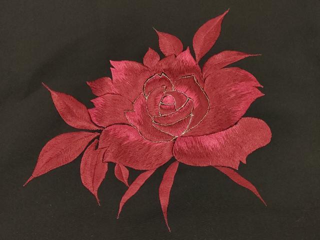 平和屋着物＃羽織　総刺繍　草花文　黒地　銀糸　正絹　逸品　CABL3079in