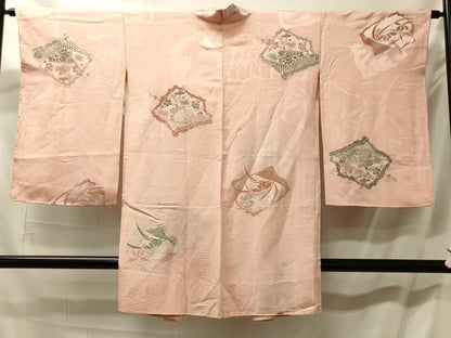 平和屋着物＃長羽織　寿光織　流水花文　銀糸　正絹　逸品　CABL3081in