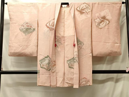 平和屋着物＃長羽織　寿光織　流水花文　銀糸　正絹　逸品　CABL3081in