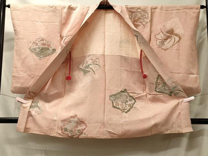平和屋着物＃長羽織　寿光織　流水花文　銀糸　正絹　逸品　CABL3081in