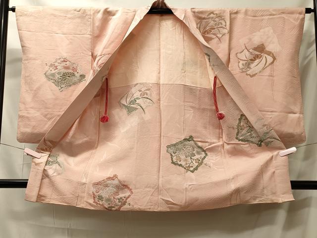 平和屋着物＃長羽織　寿光織　流水花文　銀糸　正絹　逸品　CABL3081in
