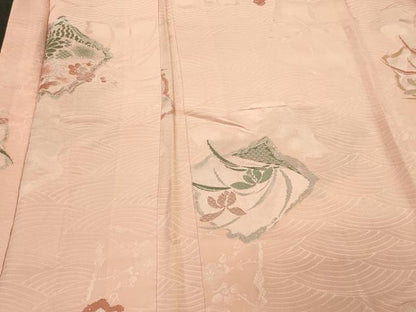 平和屋着物＃長羽織　寿光織　流水花文　銀糸　正絹　逸品　CABL3081in