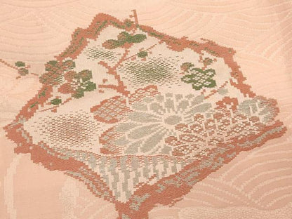 平和屋着物＃長羽織　寿光織　流水花文　銀糸　正絹　逸品　CABL3081in