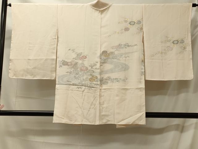 平和屋着物＃羽織　寿光織　流水草花文　金銀糸　正絹　逸品　CABL3086in