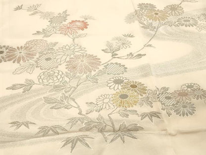 平和屋着物＃羽織　寿光織　流水草花文　金銀糸　正絹　逸品　CABL3086in