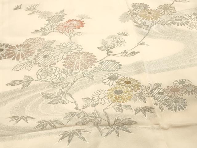 平和屋着物＃羽織　寿光織　流水草花文　金銀糸　正絹　逸品　CABL3086in