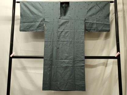 平和屋着物＃道行コート　雨コート　単衣　格子　ロング丈　正絹　逸品　CABL3089in