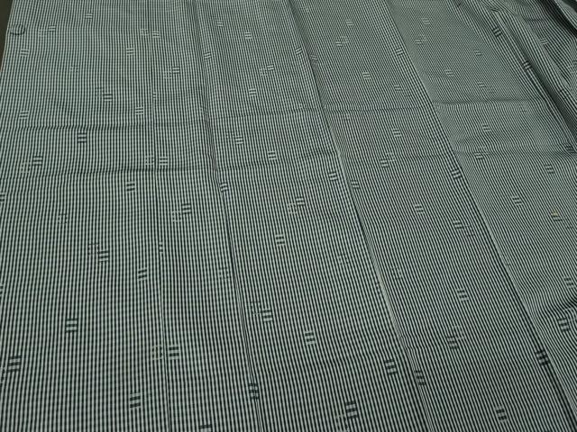 平和屋着物＃道行コート　雨コート　単衣　格子　ロング丈　正絹　逸品　CABL3089in