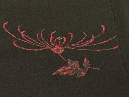 平和屋着物＃中国三大刺繍　スワトウ刺繍　総刺繍　羽織　乱菊　黒地　銀糸　正絹　逸品　CABL3090in