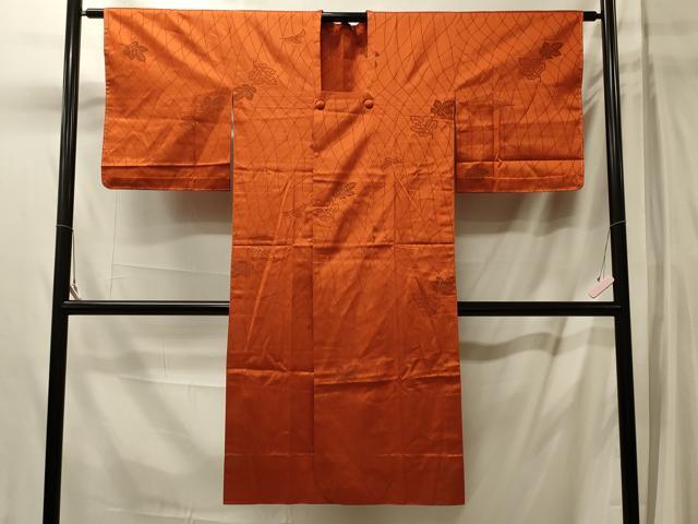 平和屋着物＃道行コート　雨コート　単衣　抽象舞葉文　ロング丈　正絹　逸品　CABL3091in