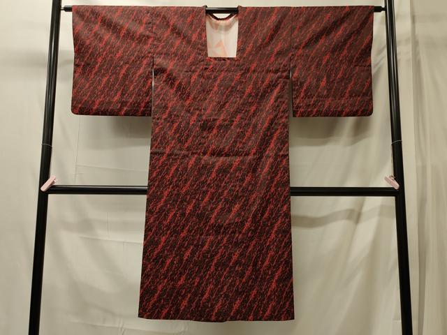 平和屋着物＃道行コート　雨コート　単衣　霞斜線文　ロング丈　正絹　逸品　CABL3093in