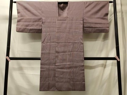 平和屋着物＃道行コート　雨コート　単衣　縞　ロング丈　正絹　逸品　CABL3094in