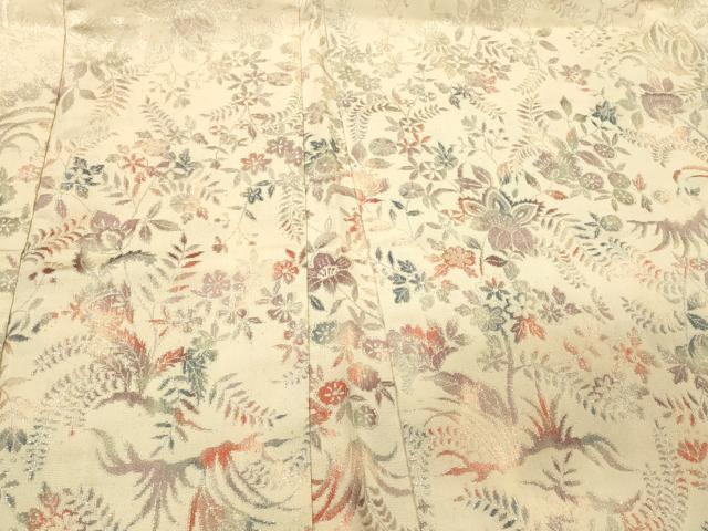 平和屋着物＃羽織　寿光織　草花文　銀糸　正絹　逸品　CABL3099in