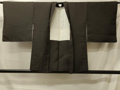 平和屋着物＃羽織　草花文　黒地　正絹　逸品　未使用　CABL3100in