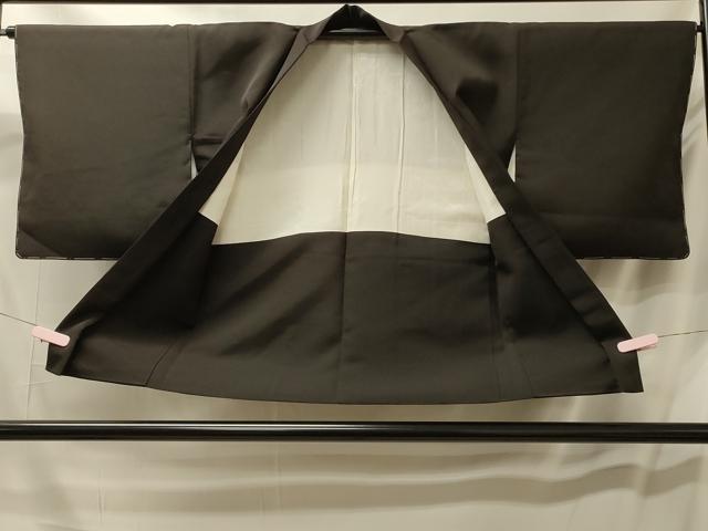 平和屋着物＃羽織　草花文　黒地　正絹　逸品　未使用　CABL3100in
