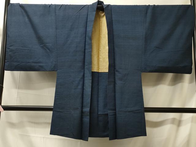 平和屋着物＃男性　長羽織　紬地　霞文　キングサイズ　正絹　逸品　CABL3104in
