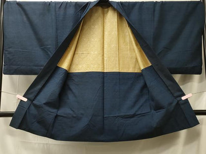 平和屋着物＃男性　長羽織　紬地　霞文　キングサイズ　正絹　逸品　CABL3104in