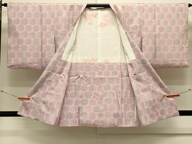 平和屋着物＃道行コート　地紋起こし　亀甲吉祥花文　正絹　逸品　CABL3123in